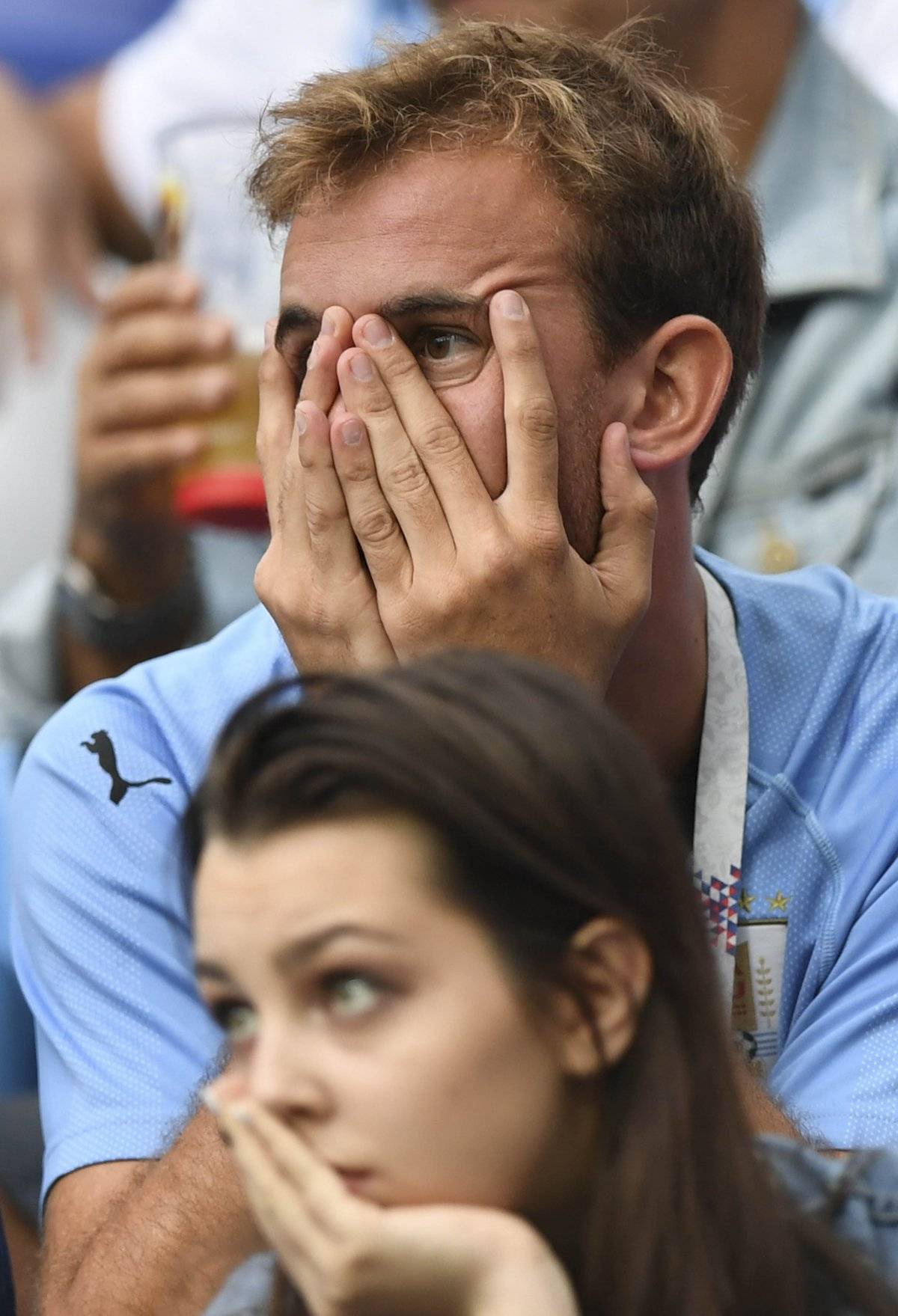 Aficionados uruguayos lamentaron la eliminación de Uruguay.