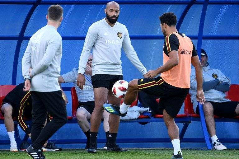Henry durante un entreno de la selección belga
