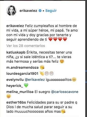 Erika Vélez publica fotos de su infancia en su cuenta de Instagram