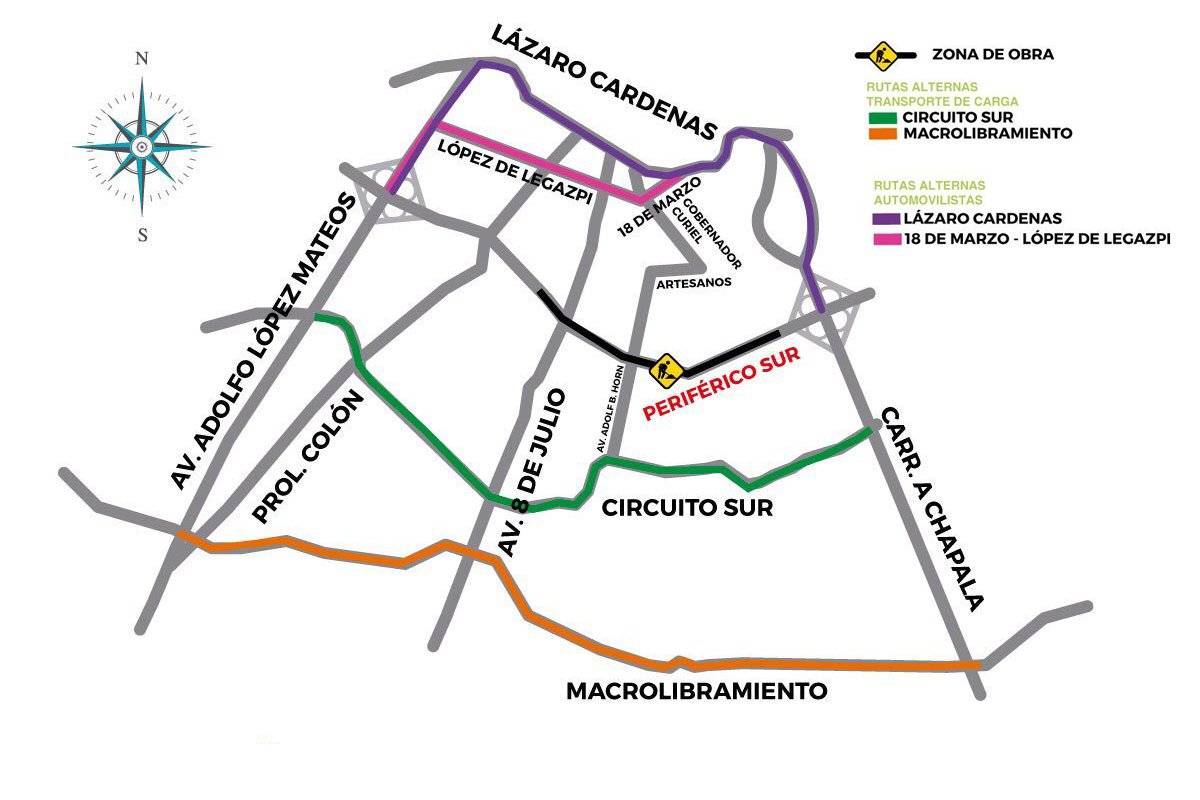 Inician atorones por obras en Periférico Sur