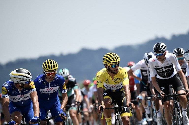 Gaviria cuando todavía era el líder del Tour en la segunda etapa