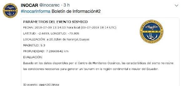 Sismo de 5.2 en Guayas