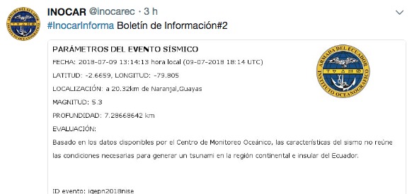Sismo de 5.2 en Guayas