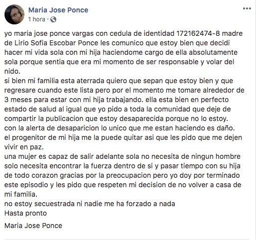 Se difunde supuesto video y comunicado de María José Ponce y su hija