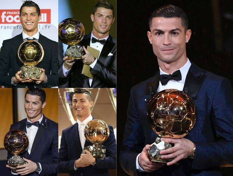 Varios de los Balones de Oro conseguidos por Cristiano
