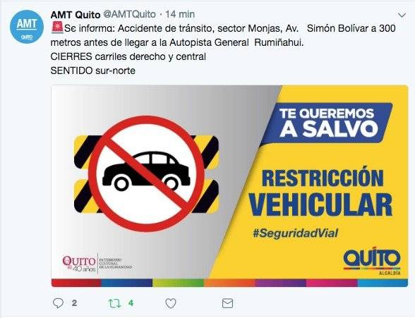 Accidente de tránsito sector Monjas