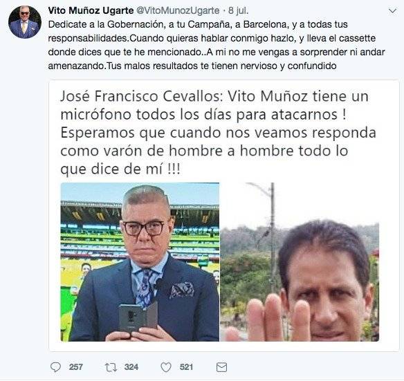 Vito Muñoz envía fuerte mensaje a José Francisco Cevallos, presidente de Barcelona SC