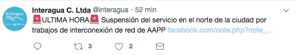 Habrá suspensión del servicio de agua potable en el norte de Guayaquil