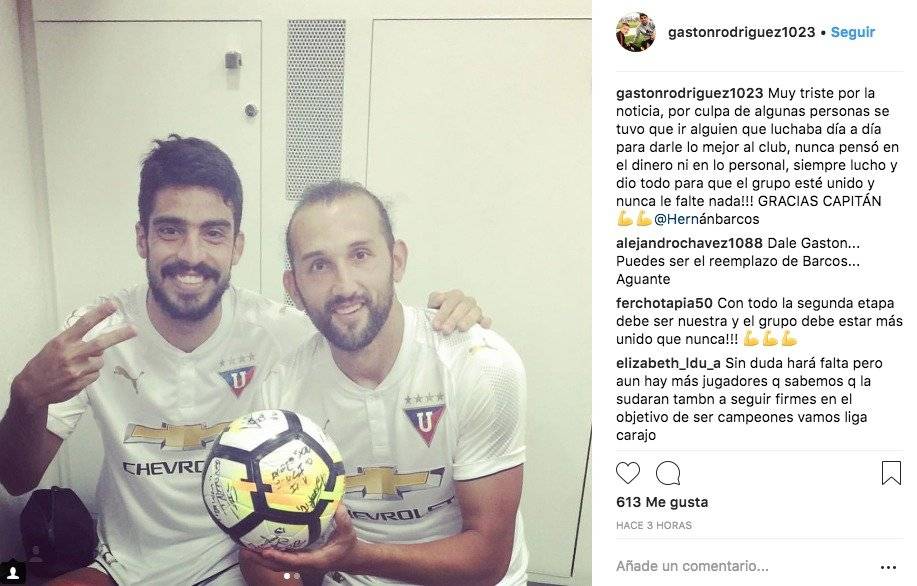 Gastón Rodríguez dijo que hay culpables de la salida de Hernán Barcos