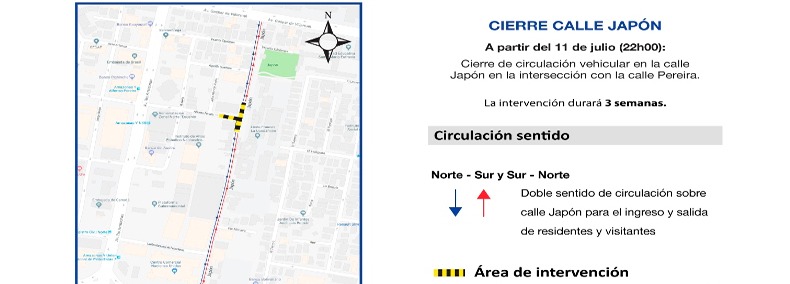 Calle Japón estará cerrada durante tres semanas por trabajos del Metro de Quito