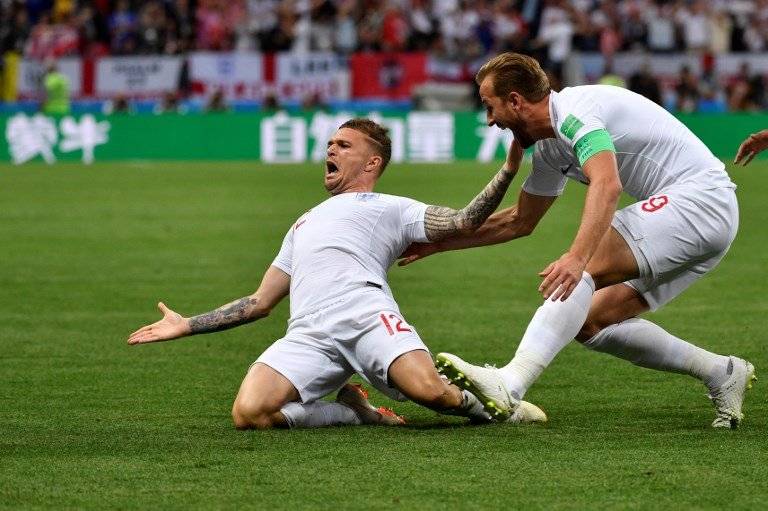 Kieran Trippier celebró su anotación frente a Croacia