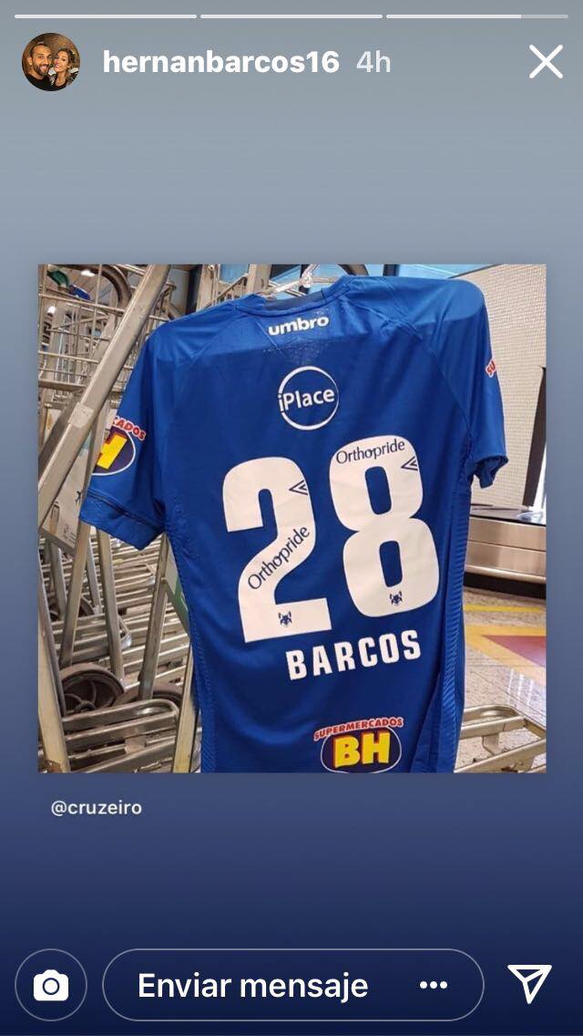 Hernán Barcos ya luce su camiseta del Cruzeiro Hernán Barcos ya luce su camiseta del Cruzeiro