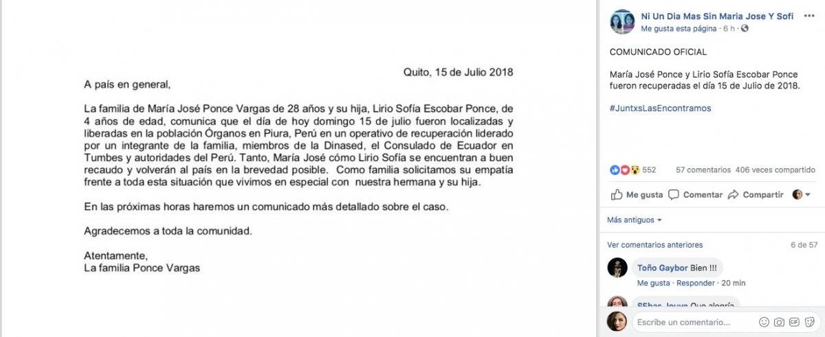 María José Ponce y Lirio Sofía fueron localizadas con vida