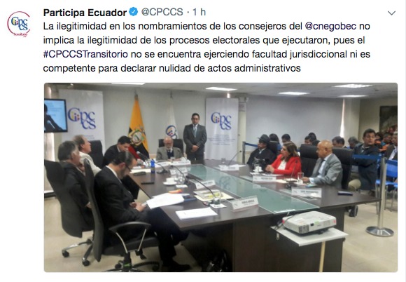 Consejeros del CNE fueron cesados de su cargo por el Cpccs transitorio