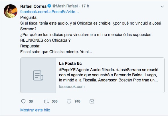 Tuits de Rafael Correa