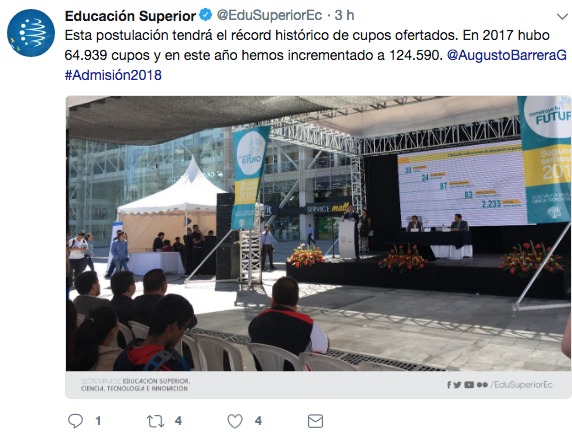 el secretario de Educación Superior, Augusto Barrera