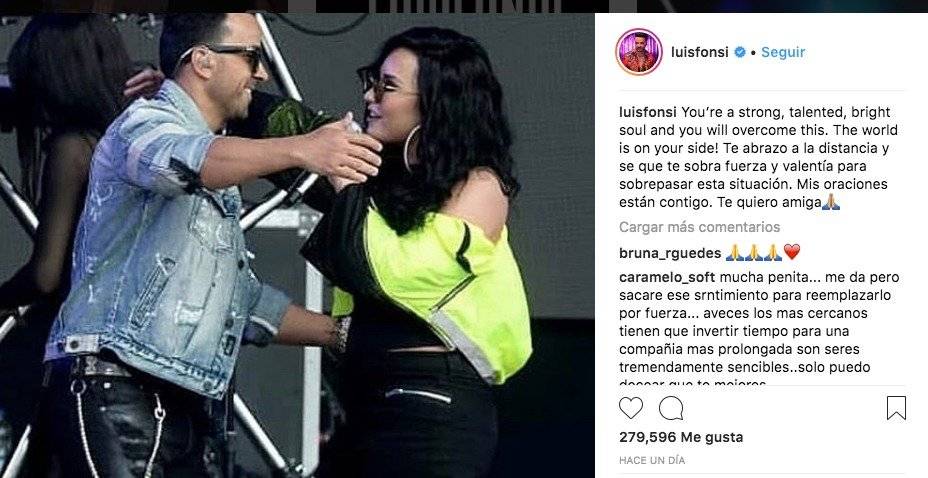 Luis Fonsi y su mensaje de apoyo a Demi Lovato tras supuesta sobredosis