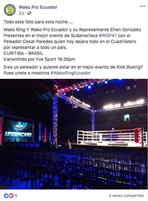 Cesar Paredes Tamayo pelea mañana en Brasil por un título
