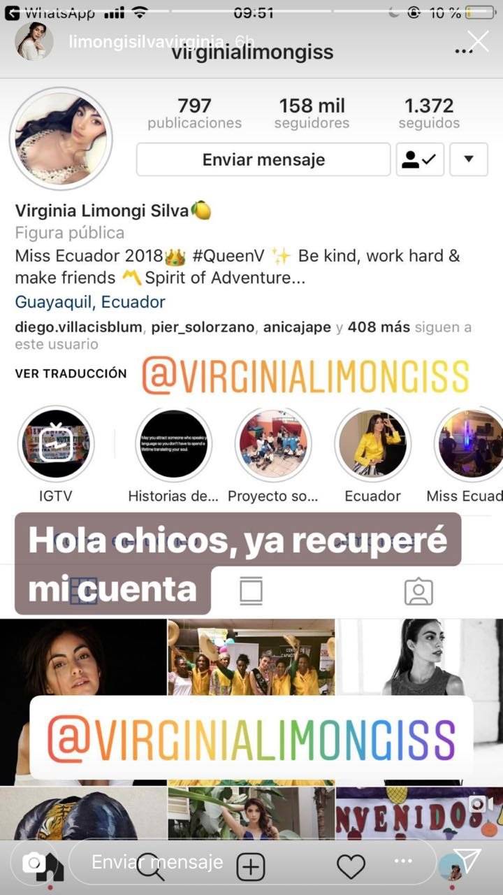 Cuenta de Instagram de Virginia Limongi