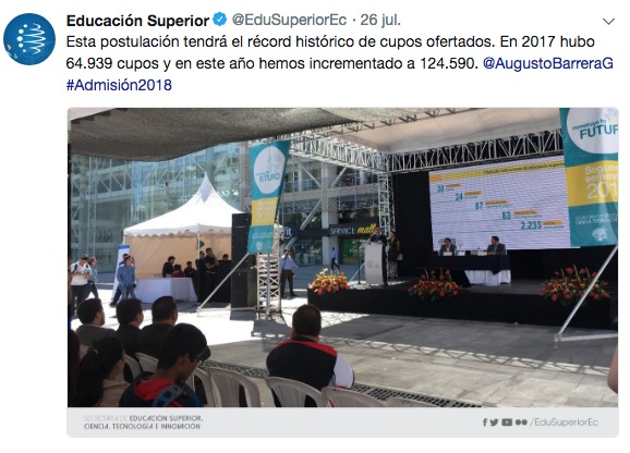 Senescyt: Institutos públicos contarán con 24.445 cupos este semestre