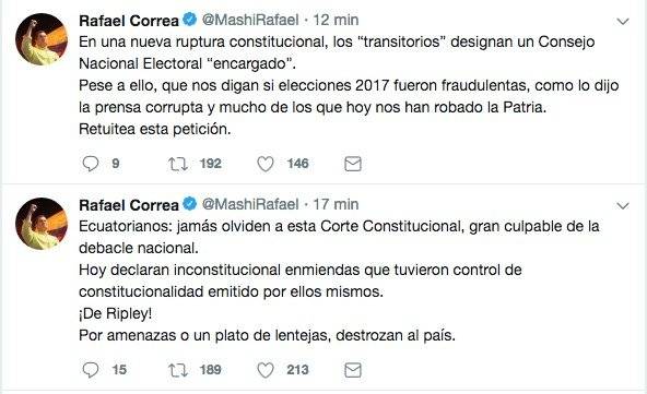 Reacción de Rafael Correa