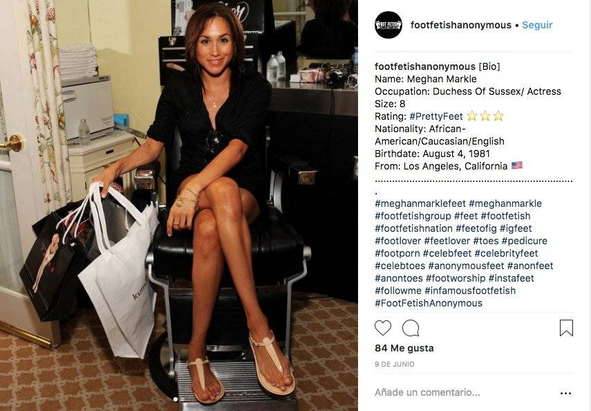 La cuenta en Instagram footfetishanonymous publicó imágenes de los pies de Meghan Markle