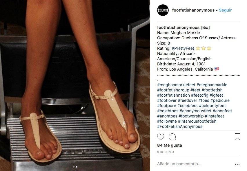 La cuenta en Instagram footfetishanonymous publicó imágenes de los pies de Meghan Markle