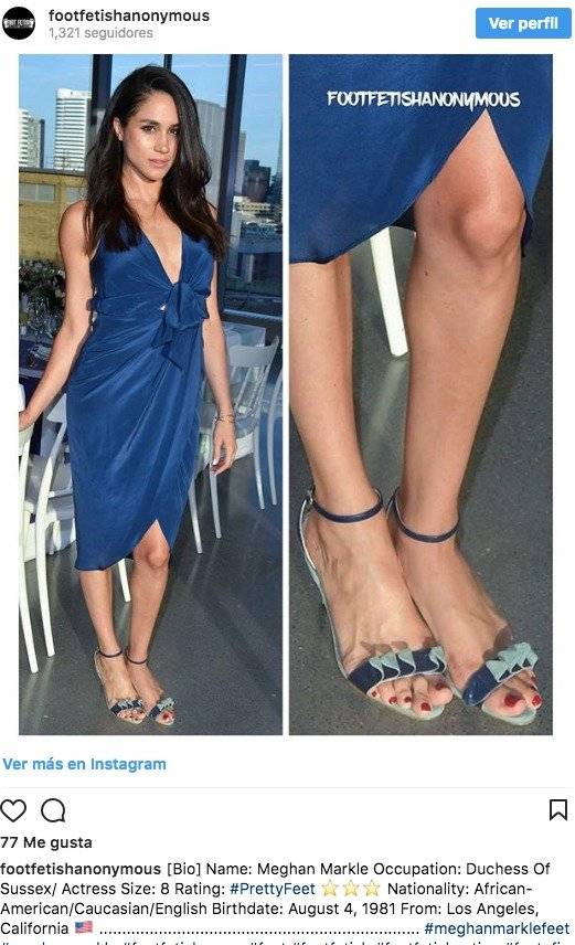 La cuenta en Instagram footfetishanonymous publicó imágenes de los pies de Meghan Markle