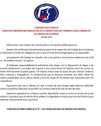 Comunicado Sindicato