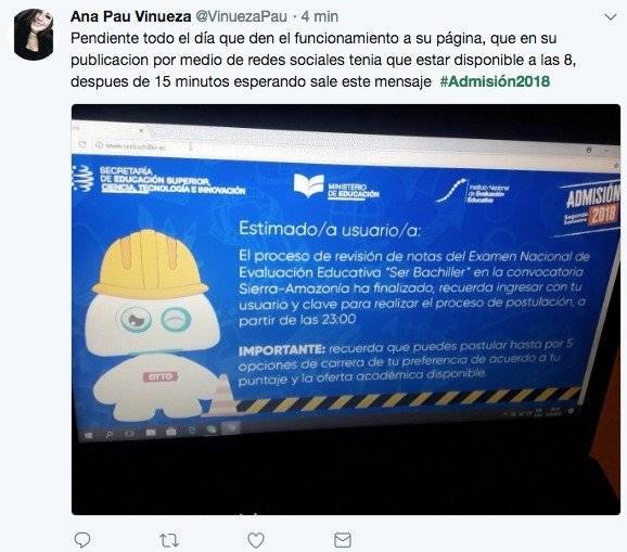 Algunos usuarios reportan que la página Ser Bachiller tiene problemas en su funcionamiento