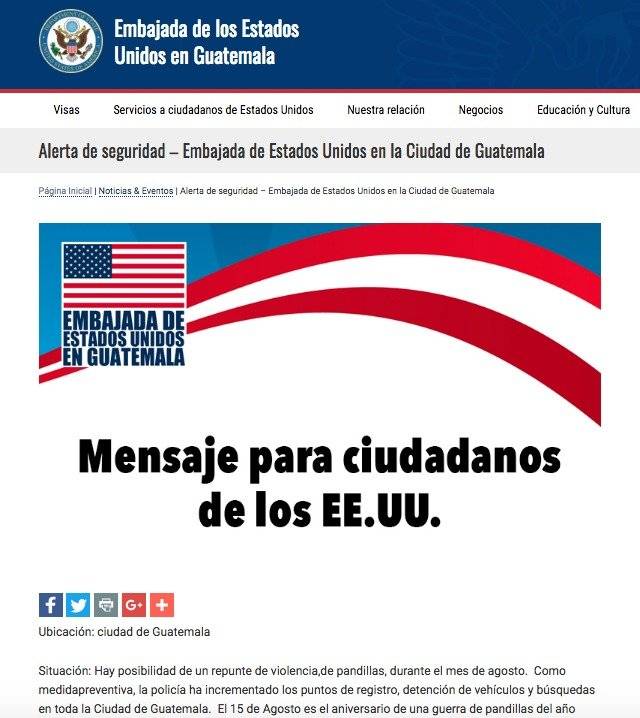 Advertencia de la Embajada