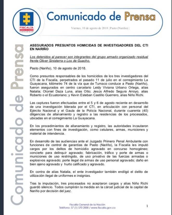 Fiscalía Colombia Cuenta verificada @FiscaliaCol