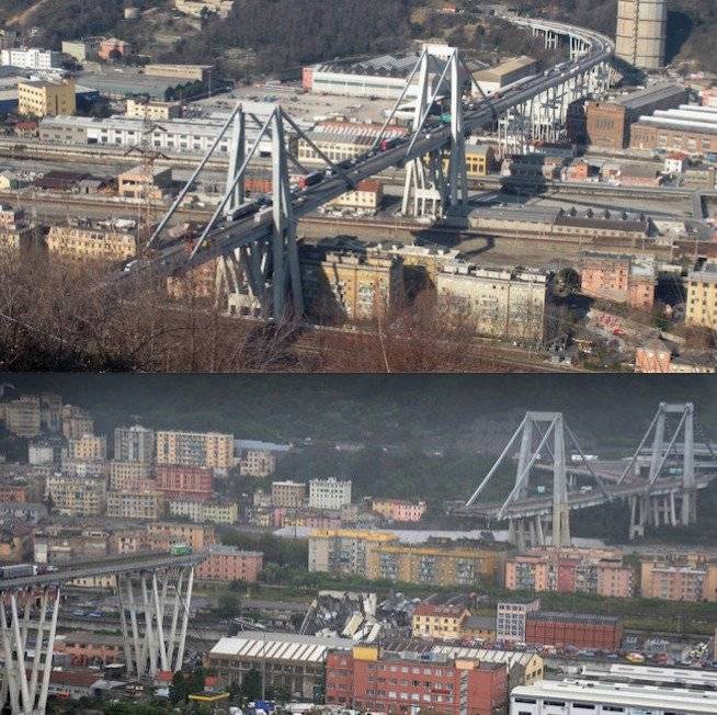 Derrumbe puente en Génova, Italia. AP