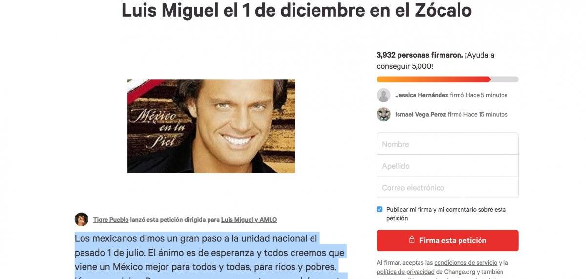 Petición Luis Miguel
