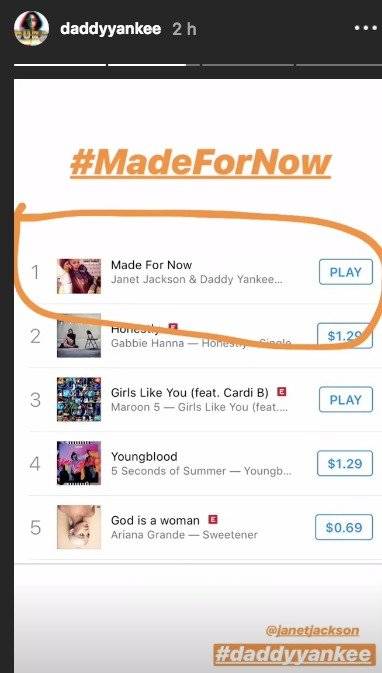 tema Made For Now #1 en iTunes