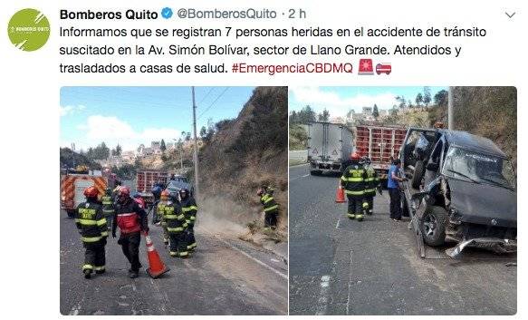 Siete heridos deja un accidente de tránsito en la avenida Simón Bolívar