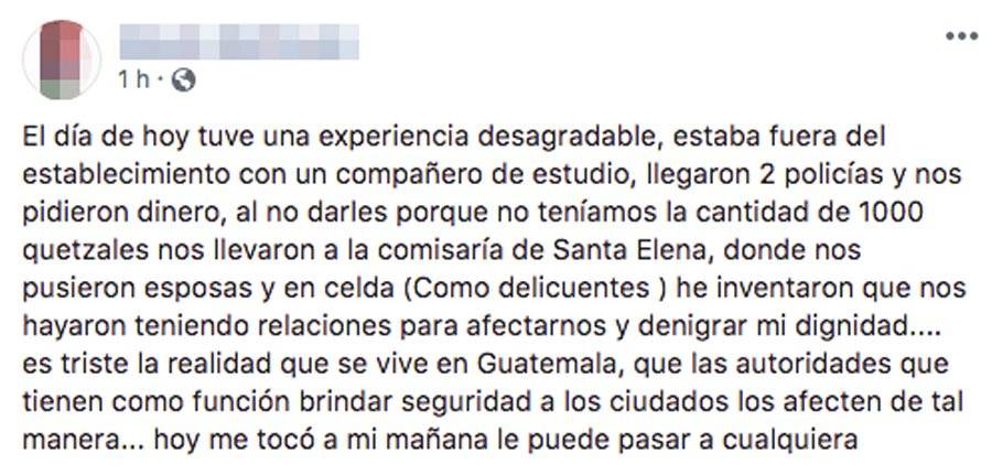 Versión de mujer capturada en Petén