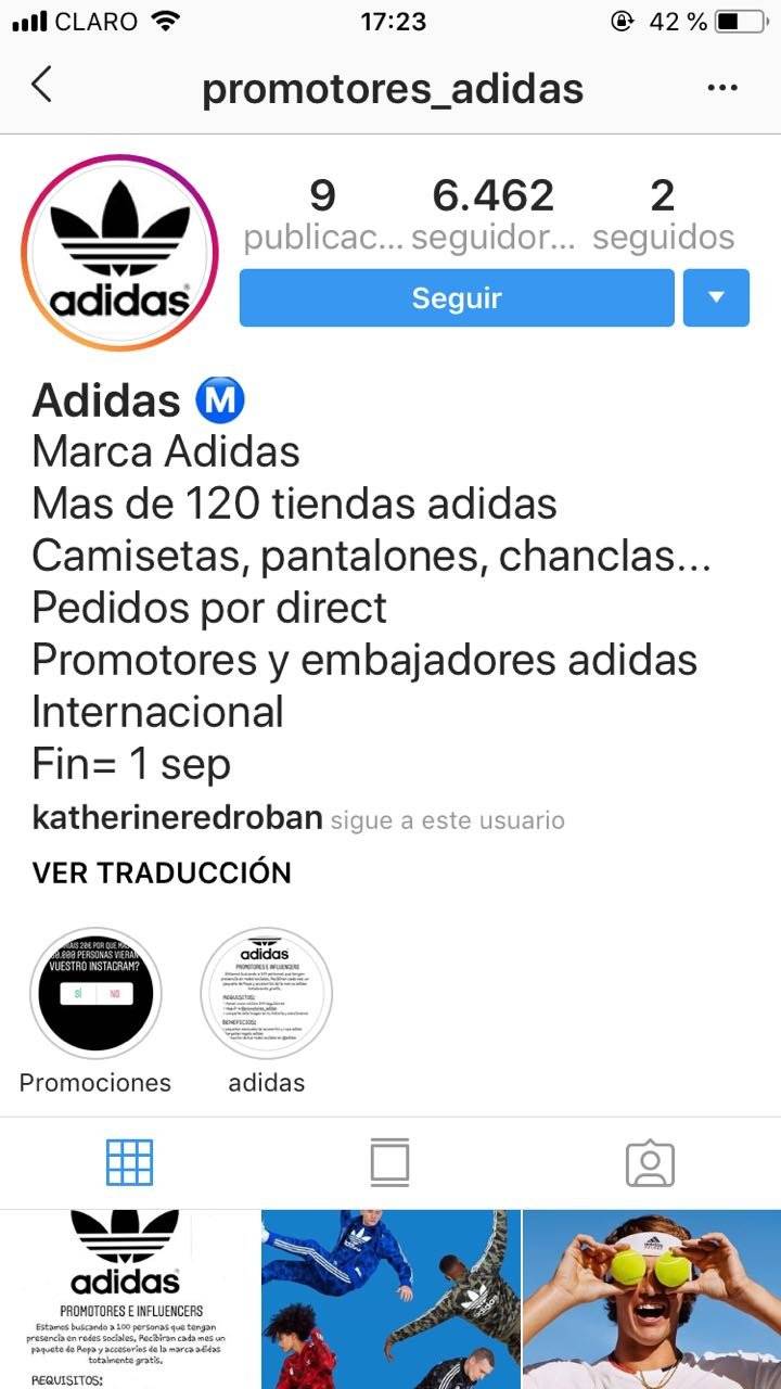 Perfil de promotores Adidas
