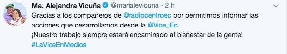 Tuit de la vicepresidenta