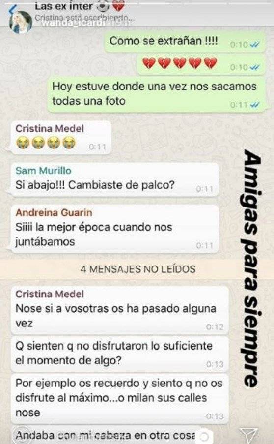 Wanda Nara reveló particular conversación en Whatsapp con Andreina Fiallo