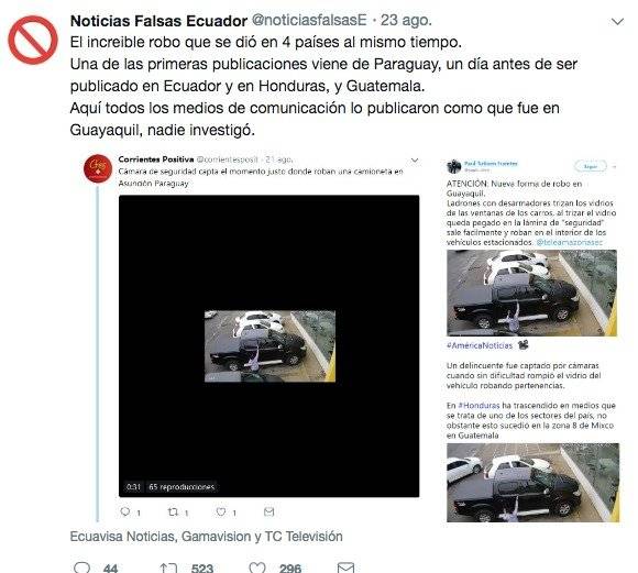 Fake news: En varios países reportaron el mismo robo a un vehículo