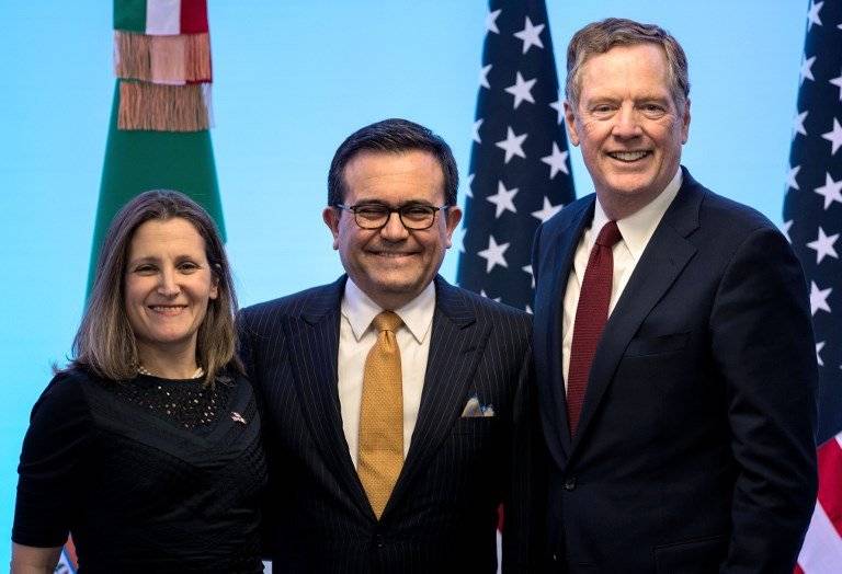 Chrystia Freeland, Ildefonso Guajardo y Robert Lighthizer