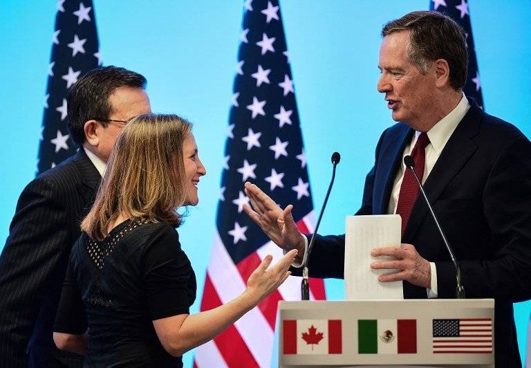 Chrystia Freeland, Ildefonso Guajardo y Robert Lighthizer