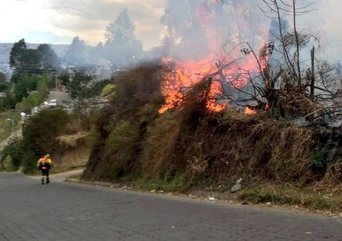 conato incendio forestal en en el sector de Alangasí