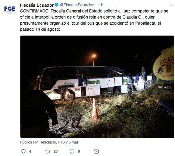Fiscalía pide difusión roja de Interpol para organizadora del viaje de narcobus