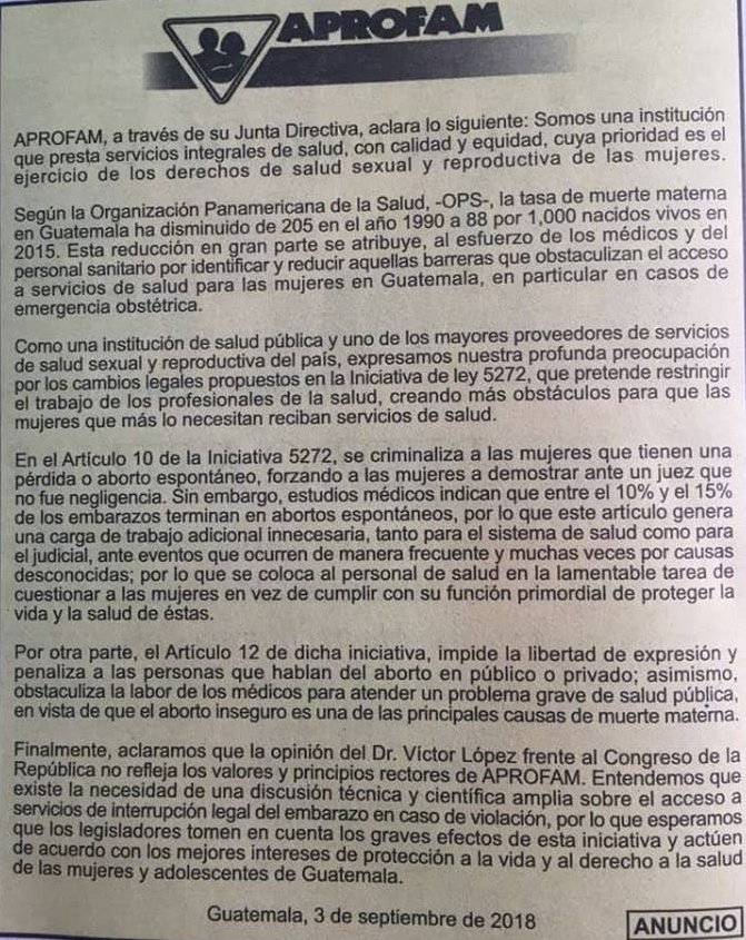 Comunicado Aprofam