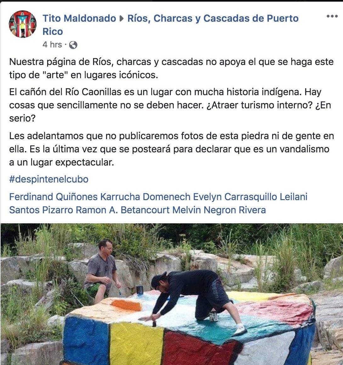 Post denuncia vandalismo en Río de Utuado