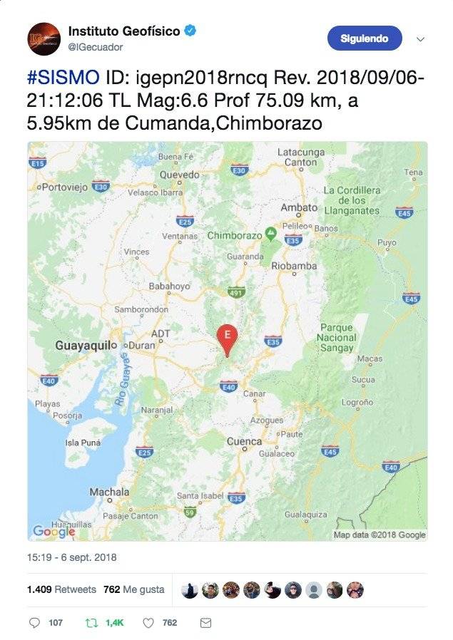 Sismo de 6,6 en Cumandá, Chimborazo