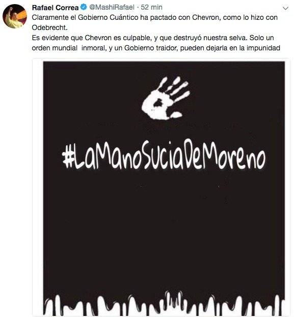 Tuit de Rafael Correa
