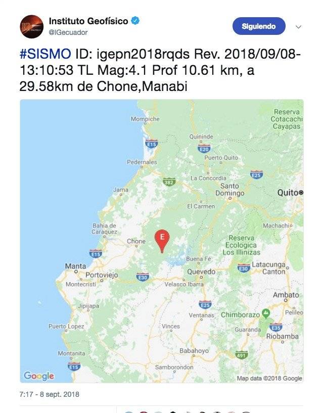 El sismo ocurrió en Huaquillas, El Oro aproximadamente a las 15:03 horas. Tuvo una profundidad de 2.73 kilómetros.